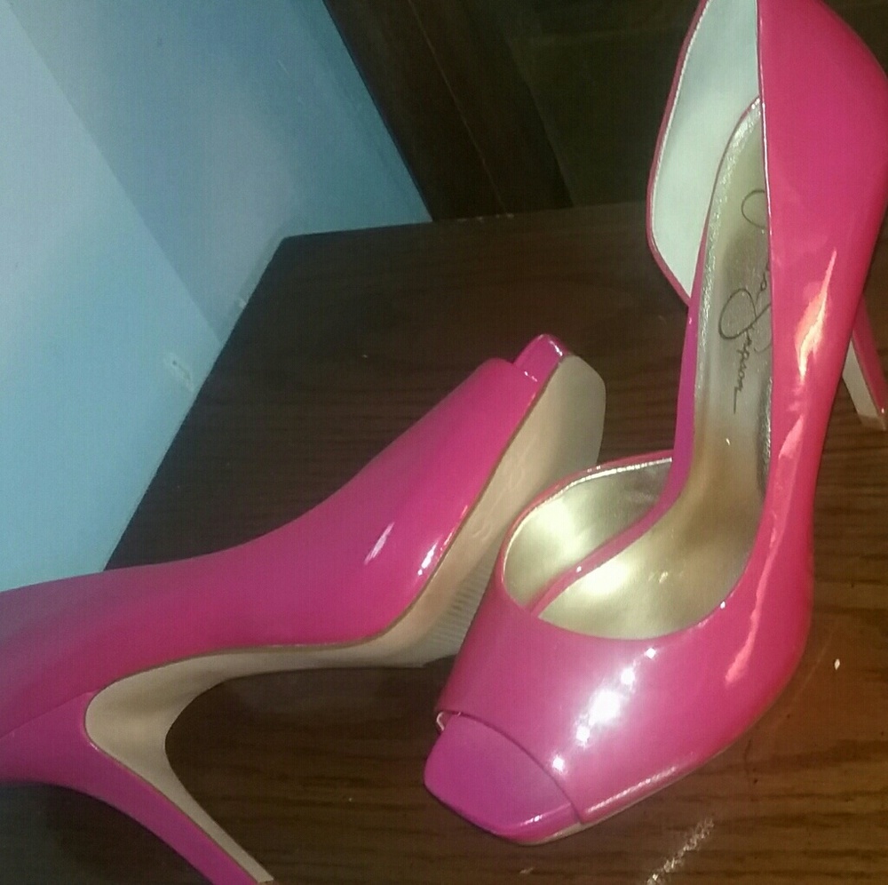 Jessica Simpson 4in Pink Heels Sexy Exotic opentoe